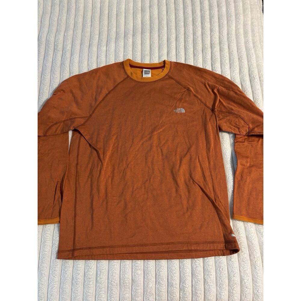 The North Face Mens Vapor Wick Long Sleeve Shirt Mens Large Orange Vintage